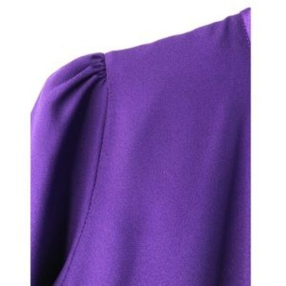 Vintage 80s Purple Wool Coat Dress Mini Buttons - Picture 4 of 6